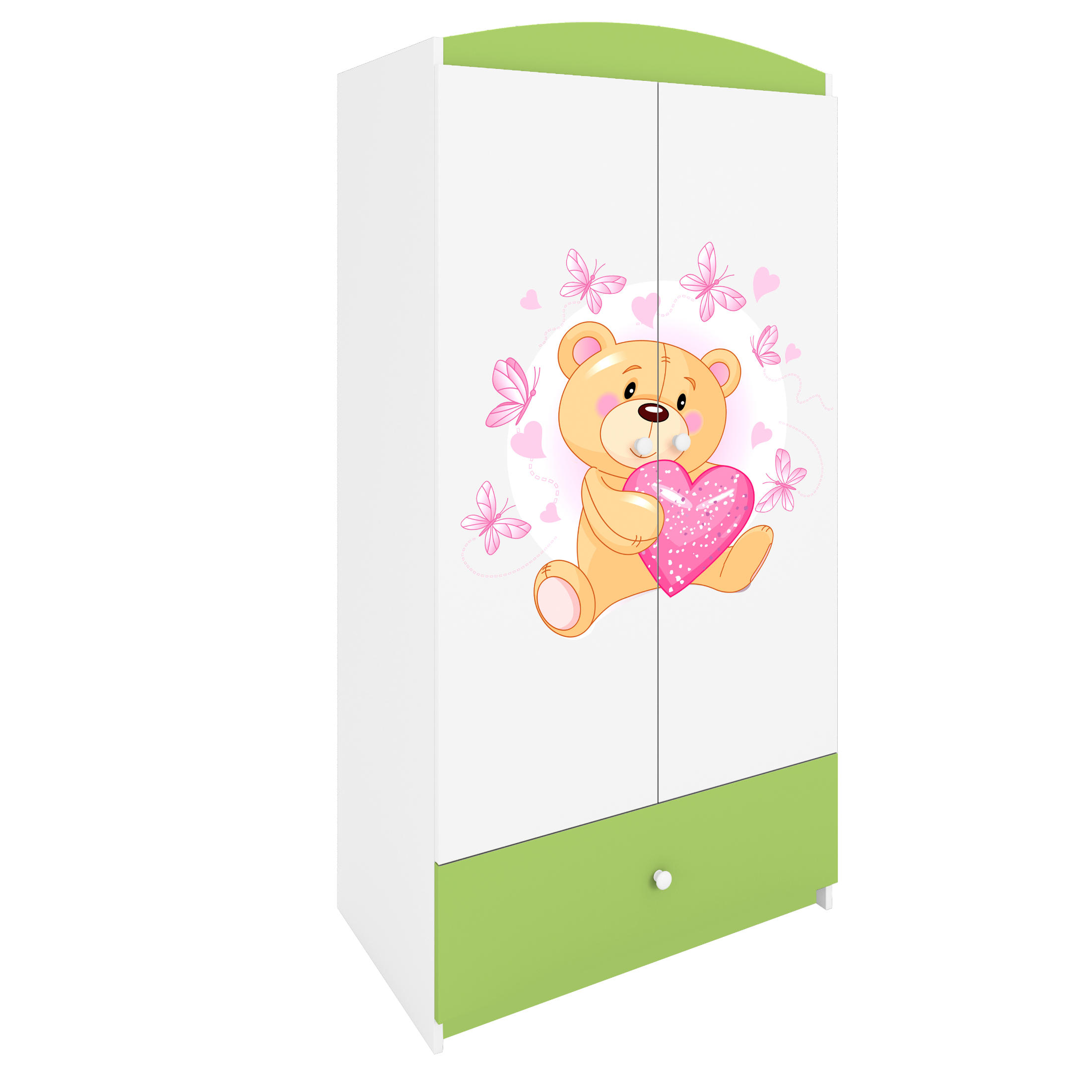 KINDERKLEIDERSCHRANK Teddybär I - Grün, Holzwerkstoff (90/175/52cm) - RAUMHIRSCH FURNITURE