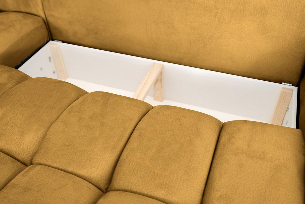 WOHNLANDSCHAFT Collin Mit Schlaffunktion - Gelb, Holzwerkstoff/Textil (382/85/185cm) - Fun Möbel