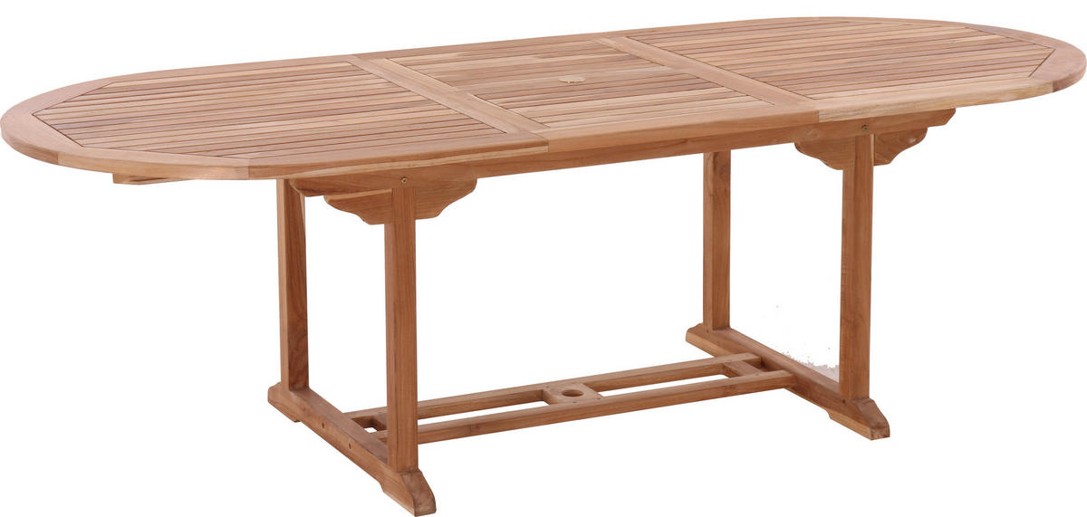 GARTENTISCH Teaka mit Schmetterlingsauszug, 180x100 cm oval,Teakholz, auf 240 cm ausziehbar - Naturfarben, Holz (100/180/75cm) - TPFGarden