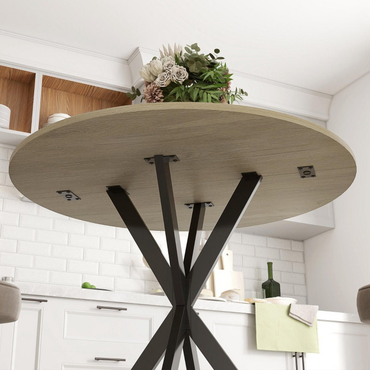 ESSTISCH Rund 80 cm im Industriestil DE-39900 Eiche - Eichefarben, Holzwerkstoff (80/80/75cm) - ComfortXL
