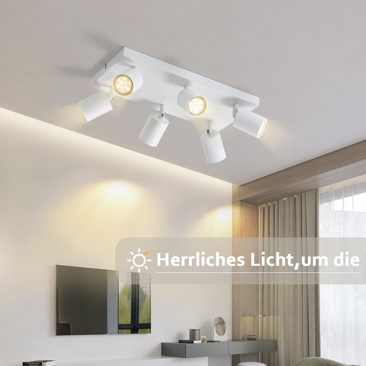 STRAHLER Beeskow 6-flammig 40/20/14.4 cm - Weiß, Metall (40/20/14.4cm) - Nettlife