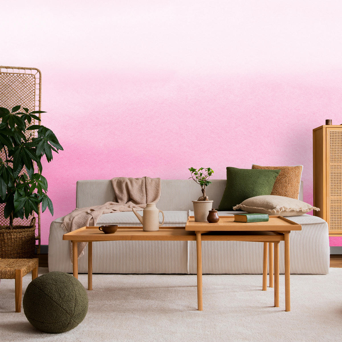 FOTOTAPETE für Schlafzimmer Ombré in Rosatönen Pastell 150x105 - Rosa/Weiß, Papier (150/105cm) - Muralo