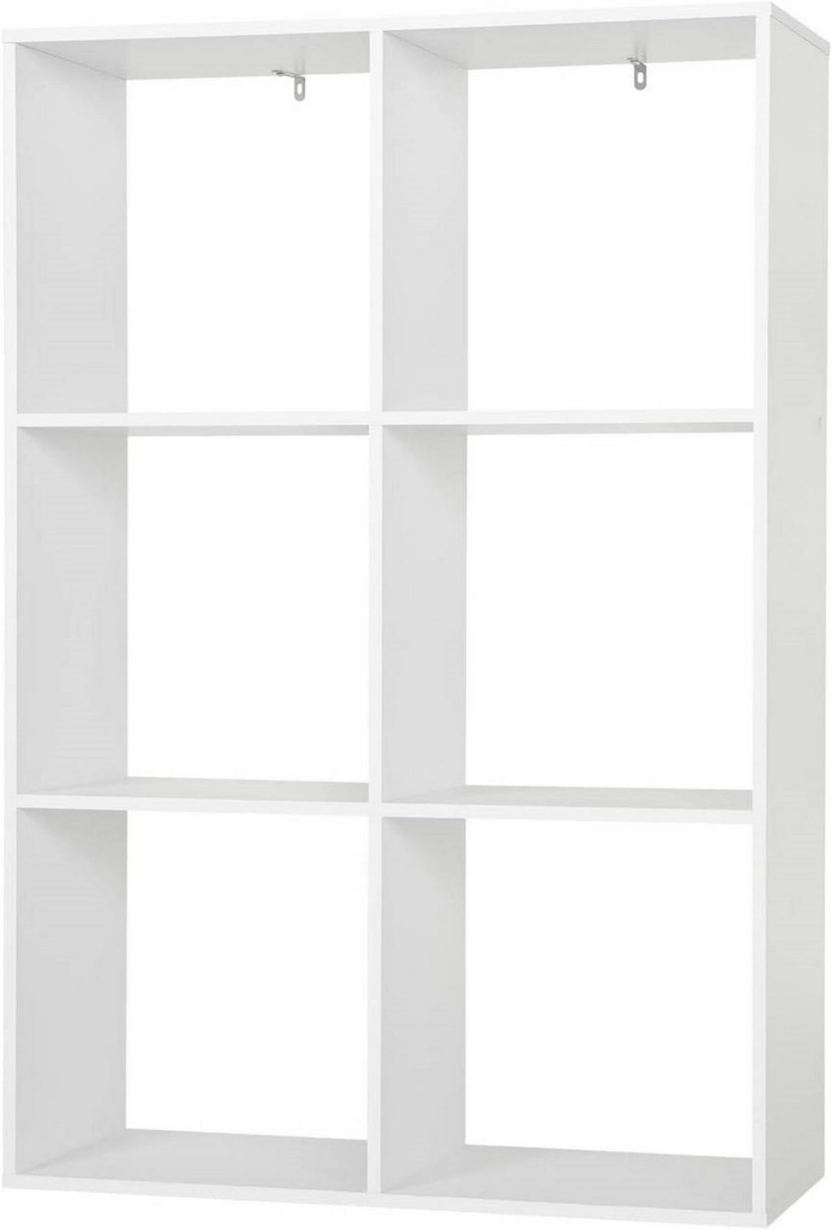 BÜCHERREGAL mit 3 Ebenen 6 Fächern, Holzwerkstoff, Weiß - Weiß, Holzwerkstoff (74/106/29cm) - Woltu