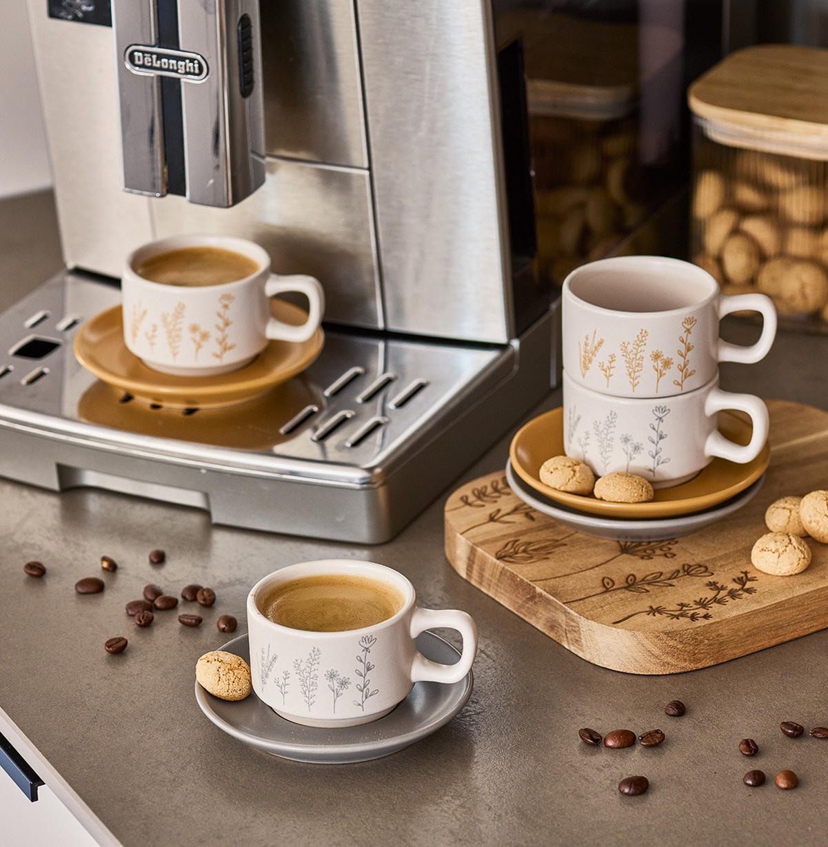 ESPRESSO-SET Flowers 4er Set 70 ml - Multicolor, Keramik (70L) - ZELLER
