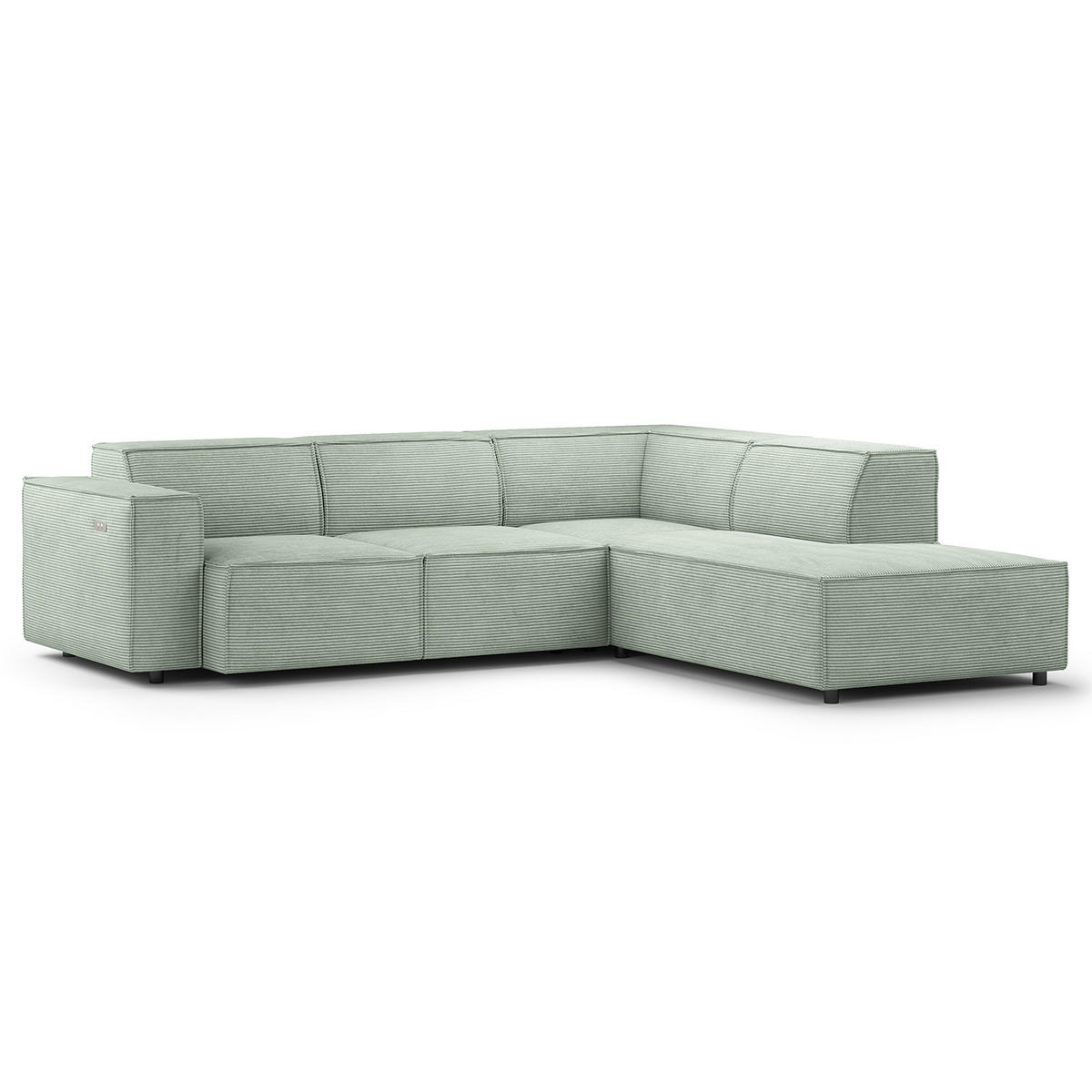 ECKSOFA mit Ottomane - Schwarz/Mintgrün, Kunststoff/Textil (260/234cm) - home24