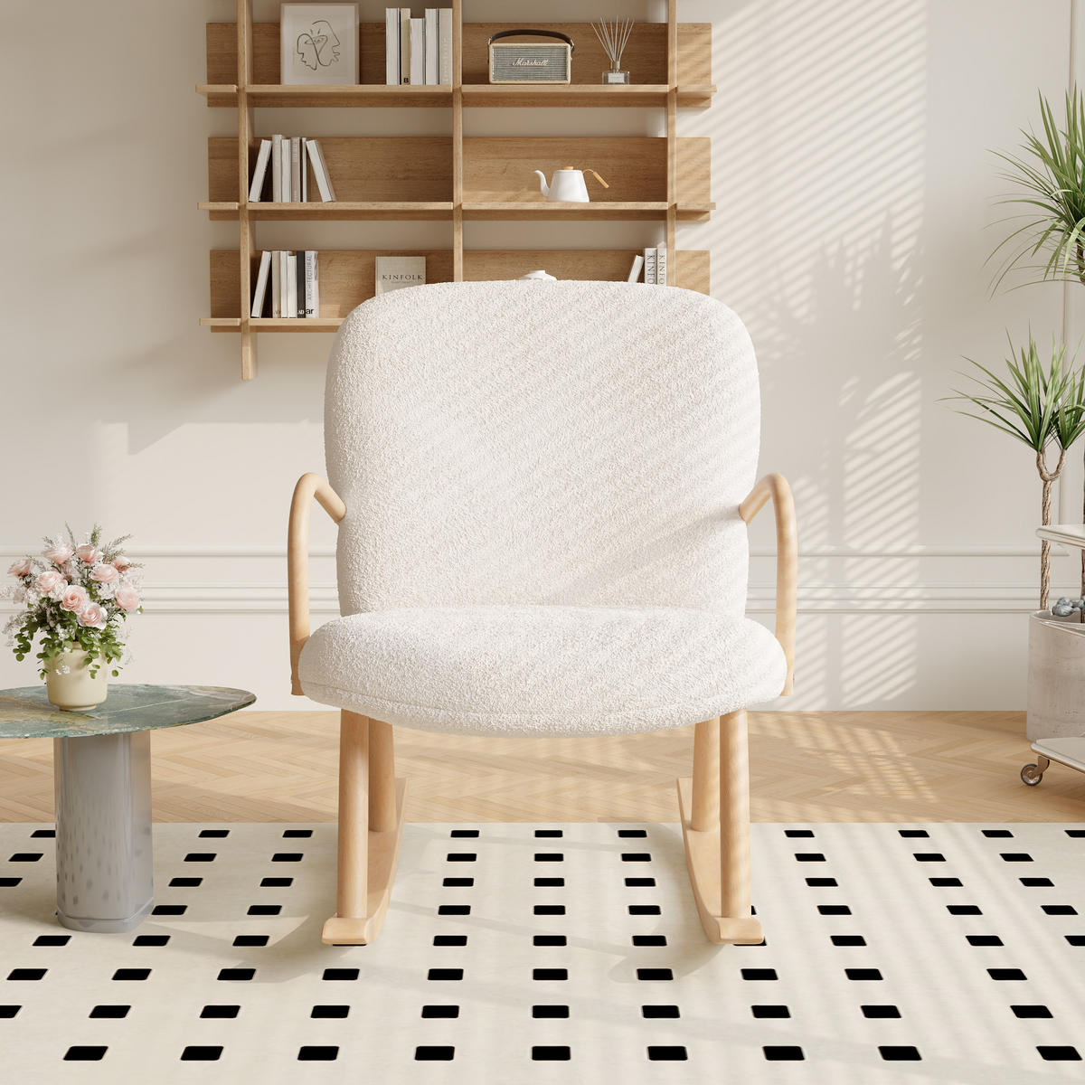 SCHAUKELSTUHL, Weiß - Weiß, Holz (96/85/64cm)