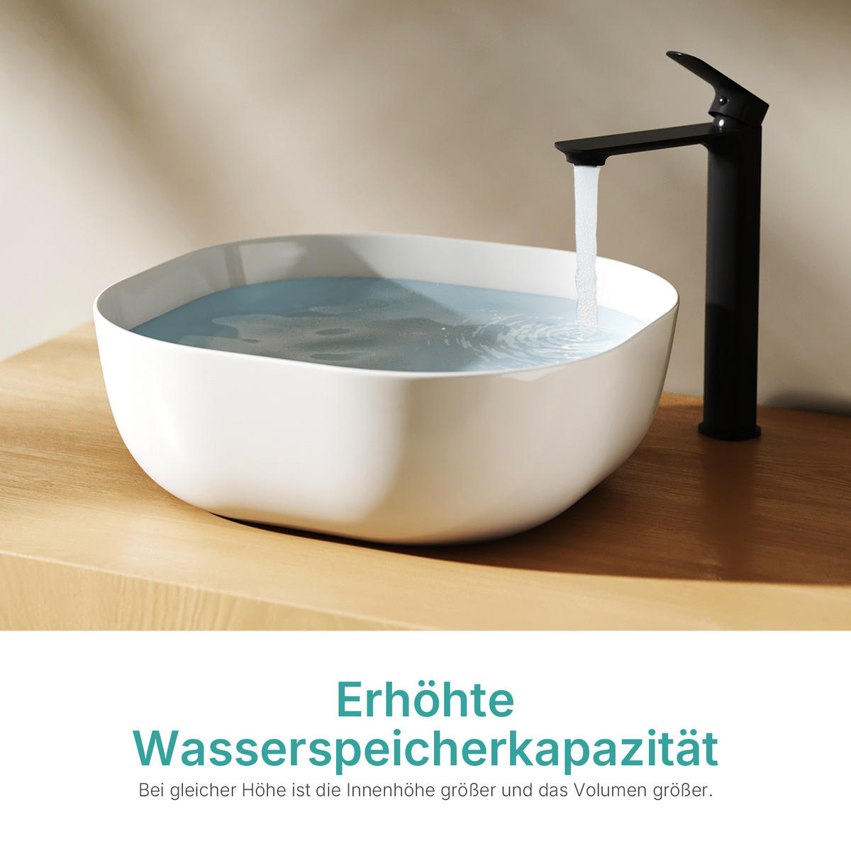 WASCHBECKEN Quadratisch R-Ecken Weiß 41,5 / 41,5 / 14,5 cm - Weiß, Keramik (41.5/14.5/41.5cm) - EMKE