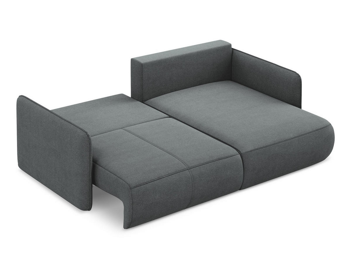 ECKSOFA mit Schlaffunktion Strukturstoff Stoff Grau - Schwarz/Grau, Kunststoff/Textil (207/148cm) - Makamii