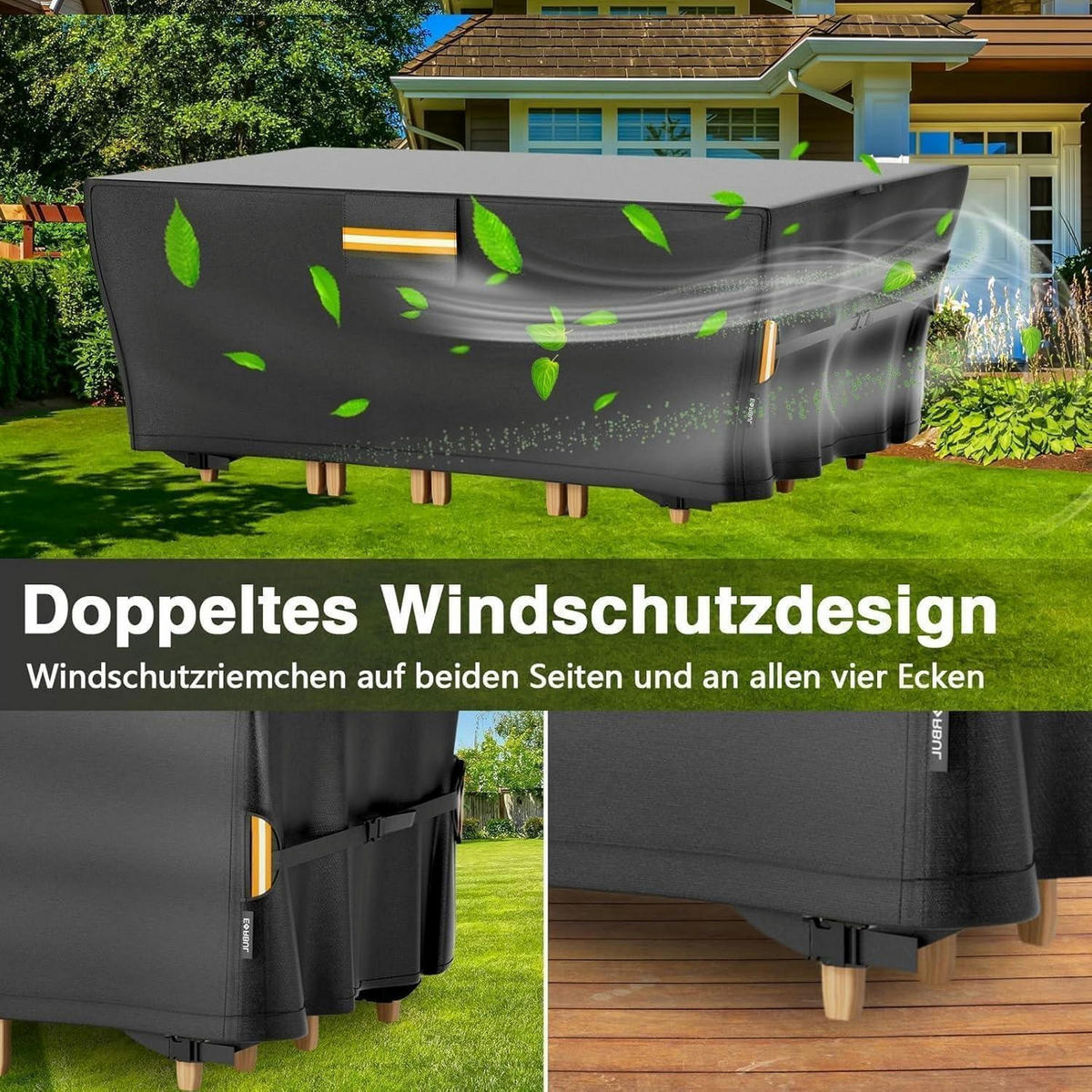 GARTENMÖBEL Abdeckung 180 x 120 x 74 cm Wasserdicht 420D Gewebe - Schwarz, Textil (120/74/180cm)
