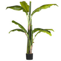 KUNSTPFLANZE im Blumentopf 154 cm Grün/Schwarz Banana Tree - Schwarz/Grün, Kunststoff (154cm) - Beliani