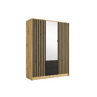 KLEIDERSCHRANK Eiche Artisan, Onyx Schwarz 151/201/55 - Eiche Artisan, Holzwerkstoff (151/201/55cm) - RAUMHIRSCH FURNITURE