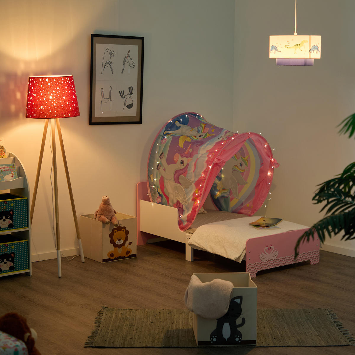 BETTZELT Bunt Kinder Pop-up - Multicolor, Textil - Relaxdays