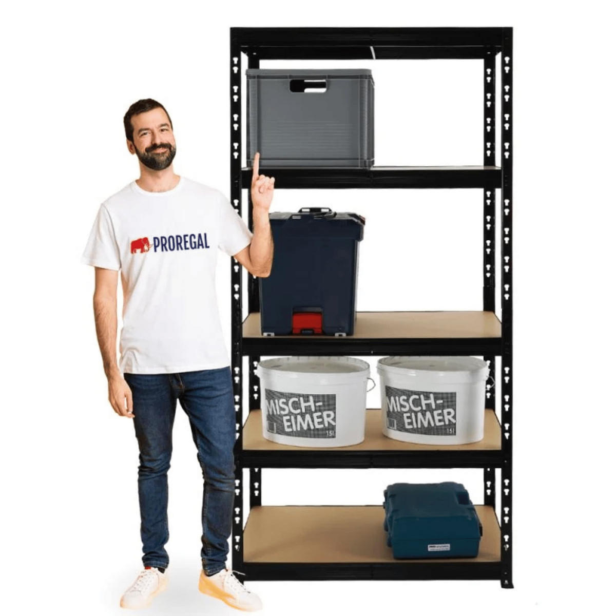 SCHWERLASTREGAL Tiger 180x90x60 cm Fachlast 265 kg Schwarz - Schwarz, Metall (90/180/60cm) - PROREGAL