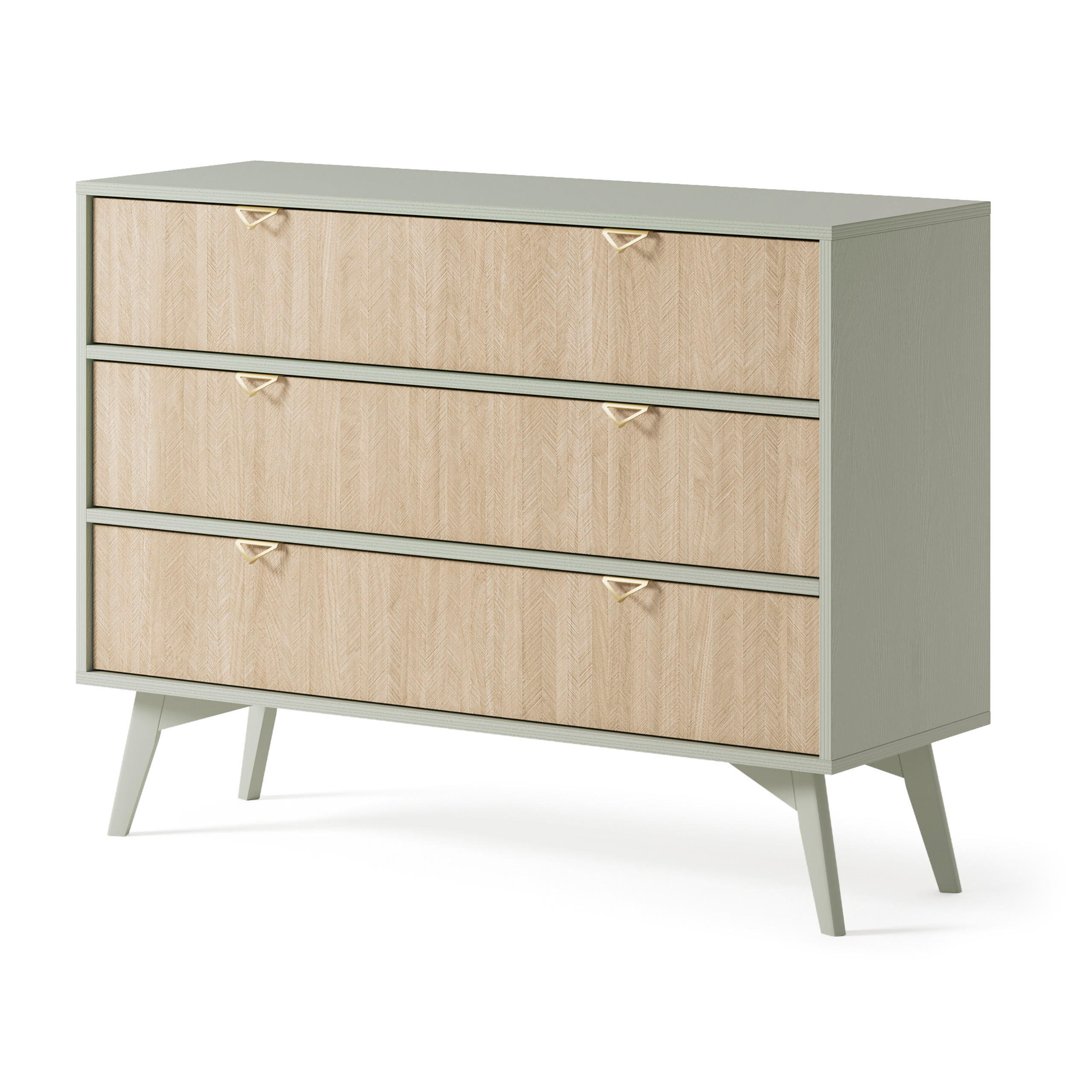 KOMMODE FORESTA 106/80/38 cm mit 3 Schubladen Hellgrün - Hellgrün/Kieferfarben, Holzwerkstoff (106/80/38cm) - MASSENO