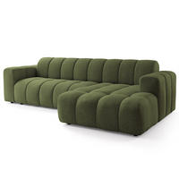 ECKSOFA SETIA Olivgrün Strukturstoff mit Schlaffunktion - Olivgrün, Holz (304/165cm) - MASSENO
