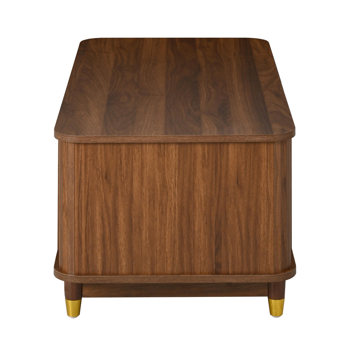 COUCHTISCH in Nussbaum aus MDF – mit Stauraum und abgerundeten Ecken - Braun, Holzwerkstoff (50/100/42cm) - CHICFURN
