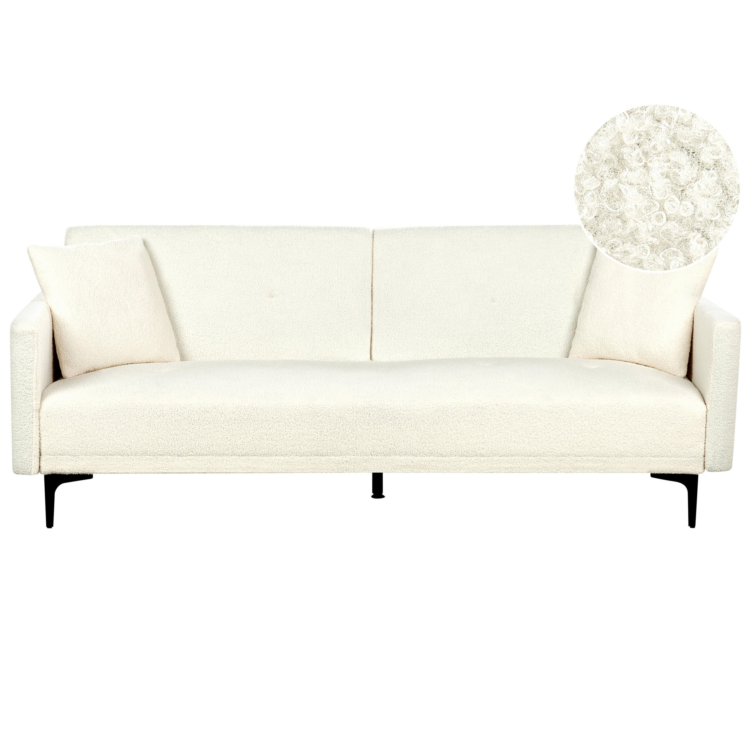 3-SITZER-SCHLAFSOFA Bouclé cremeweiß/schwarz Lucan - Schwarz/Weiß, Textil (191/75/91cm) - Beliani