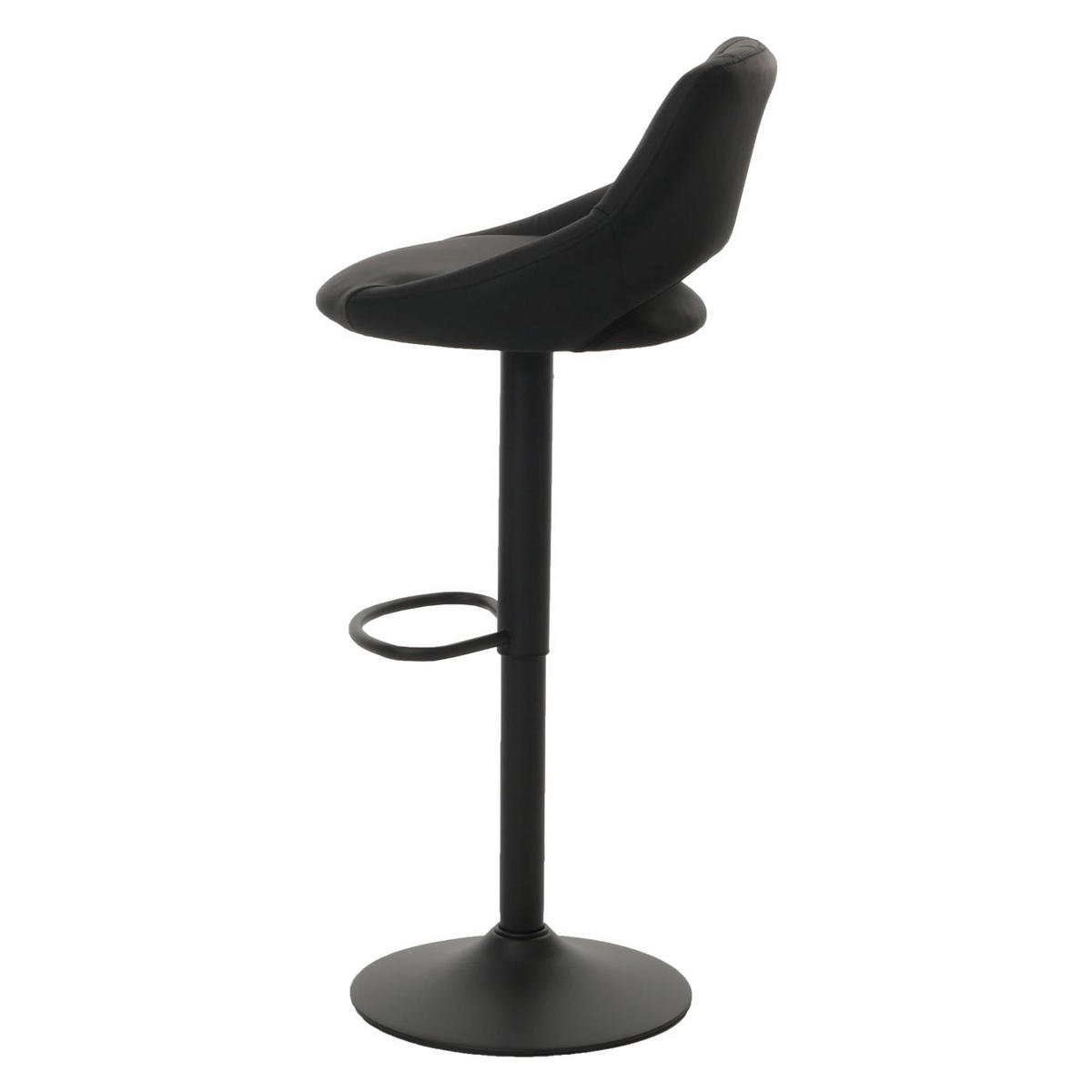 BARHOCKER 2er-Set gepolstert mit Lehne Sitzhöhe 60-82cm Fußablage drehbar Kunstleder Metall Schwarz - Schwarz, Kunststoff (47/107/44cm) - PROREGAL