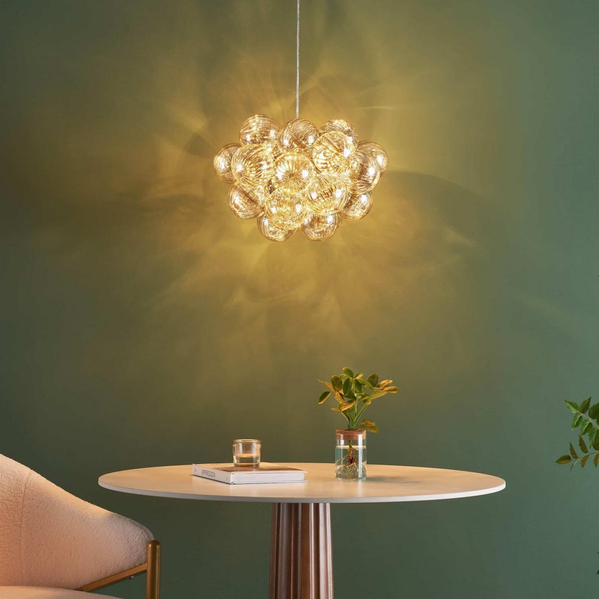 HÄNGELEUCHTE Maeli, Roségold und bernsteinfarben, 32cm - Roségold, Glas (155/42/32cm) - KOSILUM