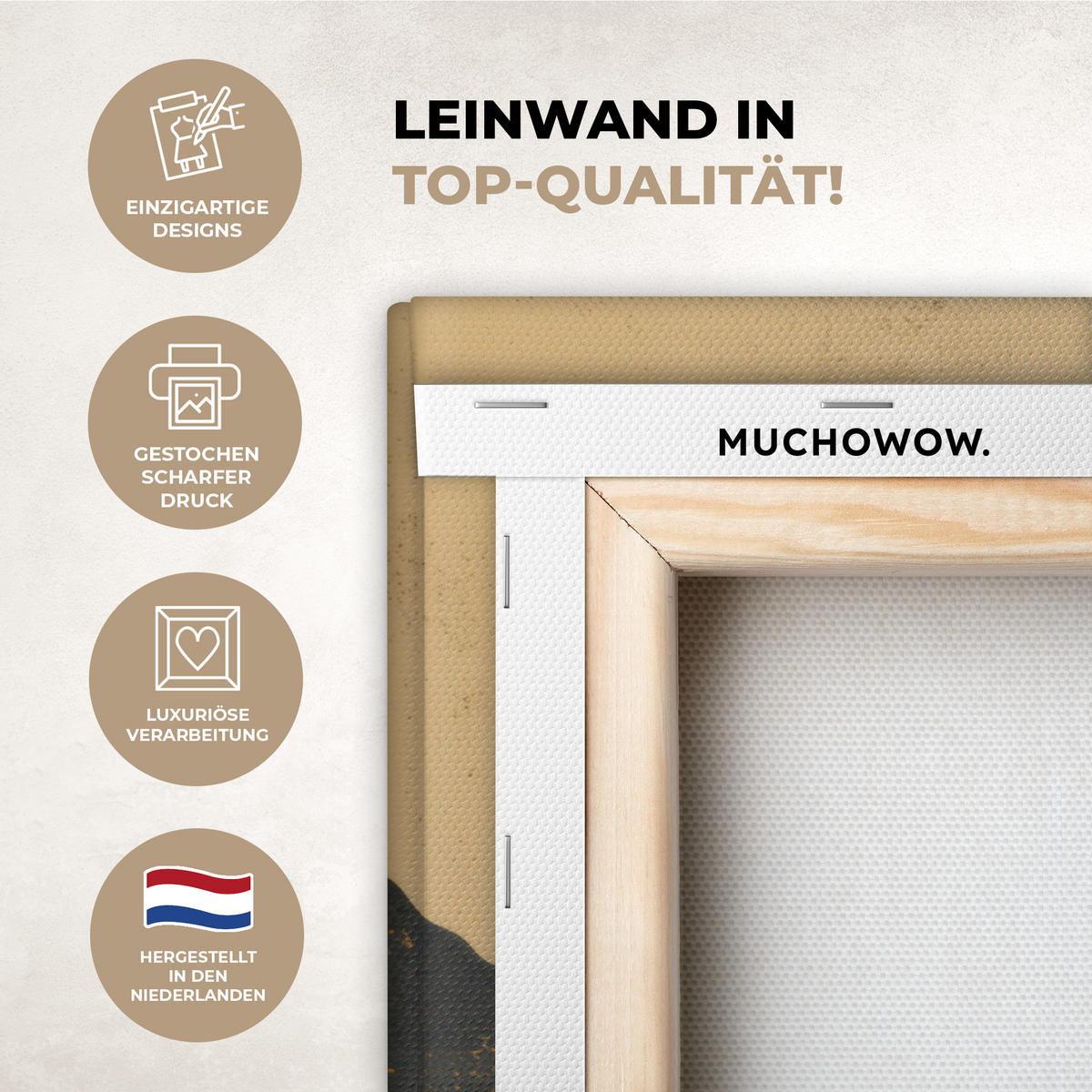 LEINWANDBILD Goldene Berge bei Mondschein Wandbilder 80x60 cm - Goldfarben, Textil (80/60cm) - MuchoWow