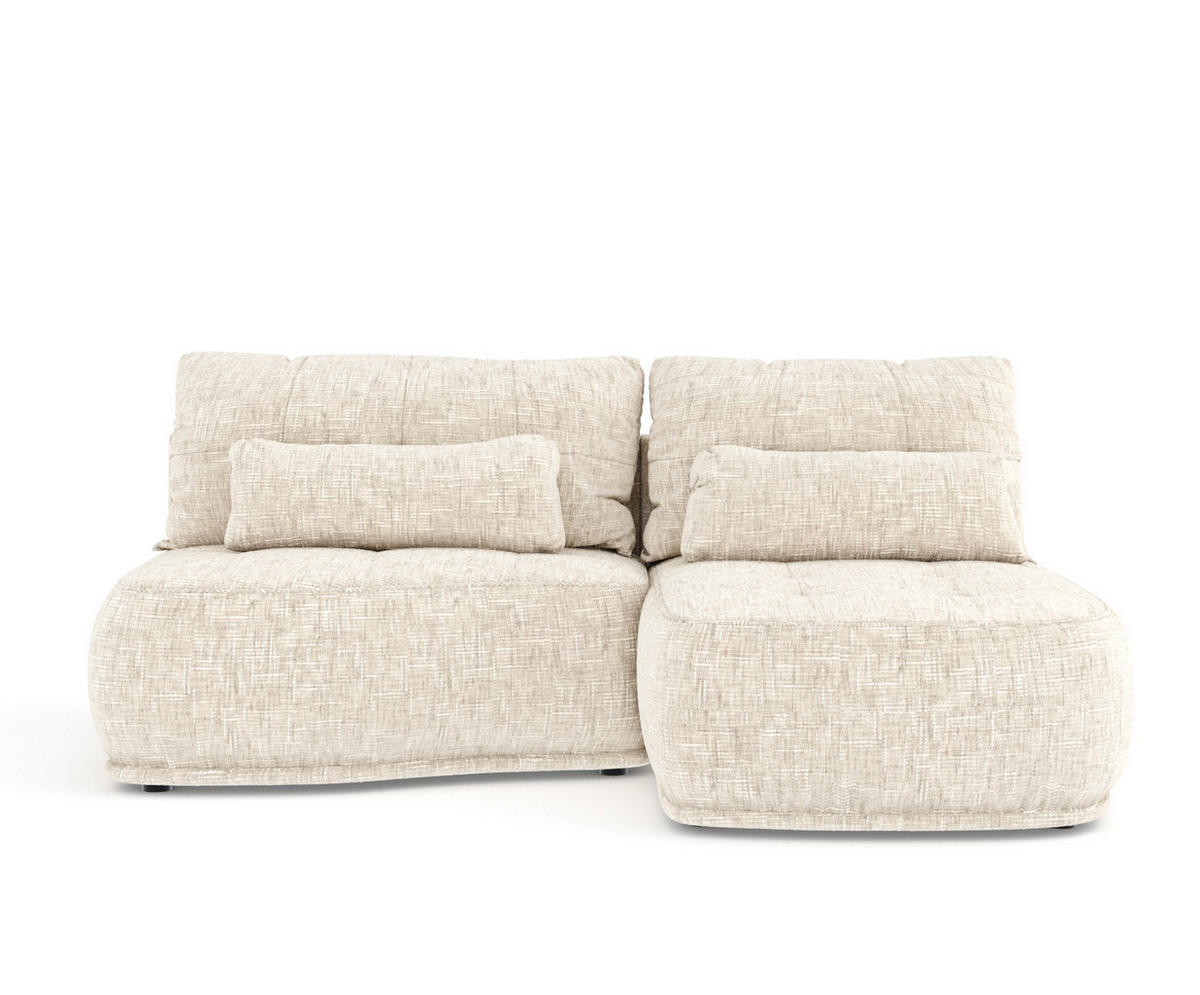 ECKSOFA MIT SCHLAFFUNKTION Batu Creme Webstoff - Beige/Creme, Holz/Holzwerkstoff (223/158cm) - Maison de Reve