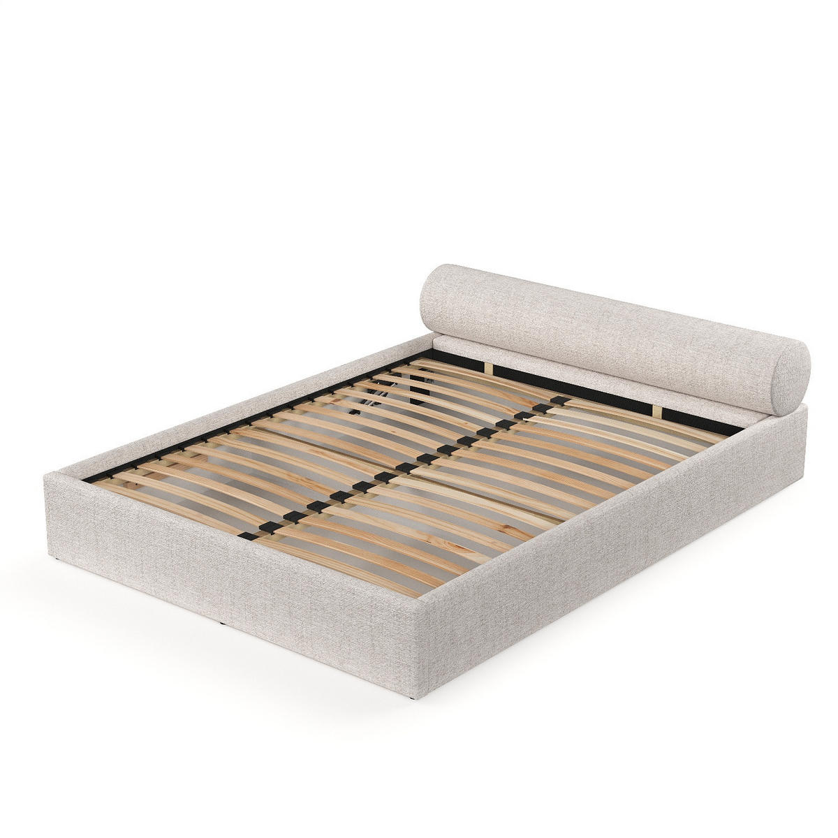 POLSTERBETT Solvo mit Stauraum 140/200 cm Hellbeige im Neve Stoff - Beige/Schwarz, Holz/Holzwerkstoff (140/200cm) - AltaBeds