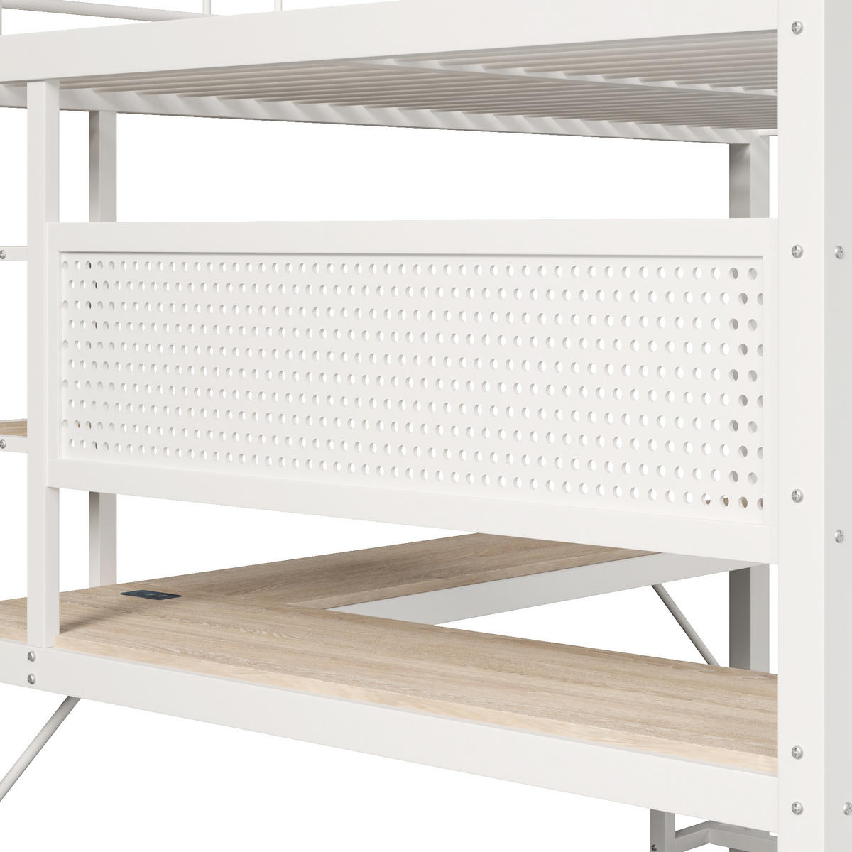 HOCHBETT 160/200 cm mit Schreibtisch und LED, DE-41983, in Weiß - Weiß, Metall (160/200cm) - ComfortXL