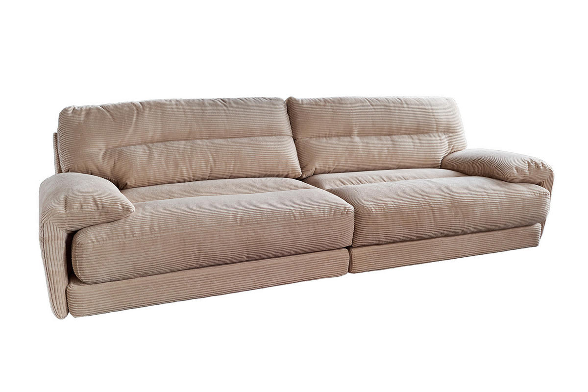 SOFA CINE Braun Cord - Dunkelbraun/Schwarz, Kunststoff/Textil (284/84/106cm) - KAWOLA