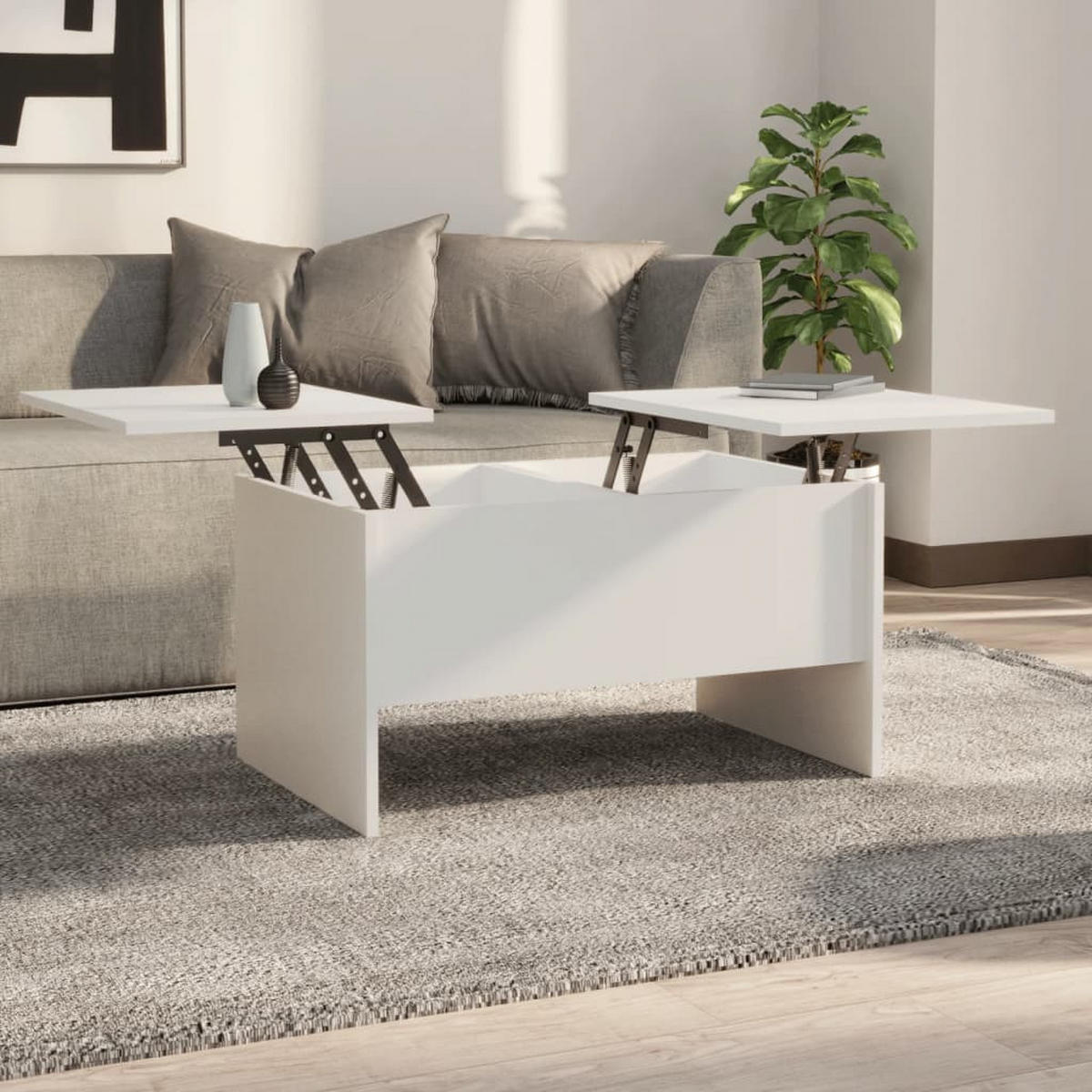 COUCHTISCH Weiß 80x50x42,5 cm Holzwerkstoff - Weiß, Holzwerkstoff (80/50/42.5cm) - furnicato