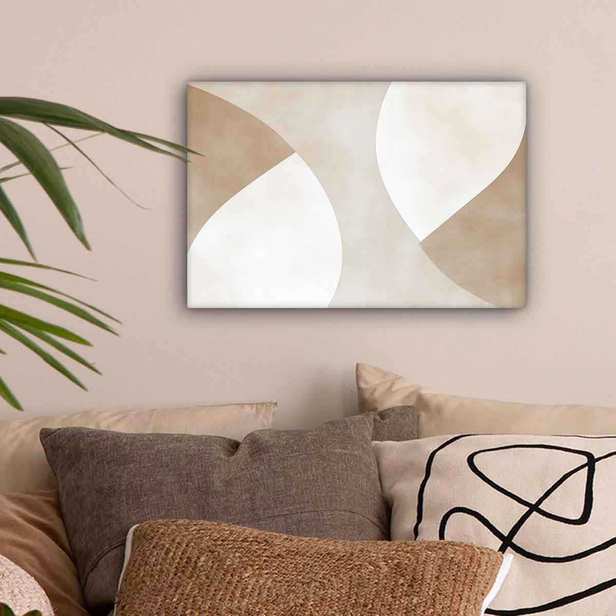 LEINWANDBILD Braun - Japandi - Abstrakt 30x20 cm - Sandfarben, Textil (30/20cm) - MuchoWow