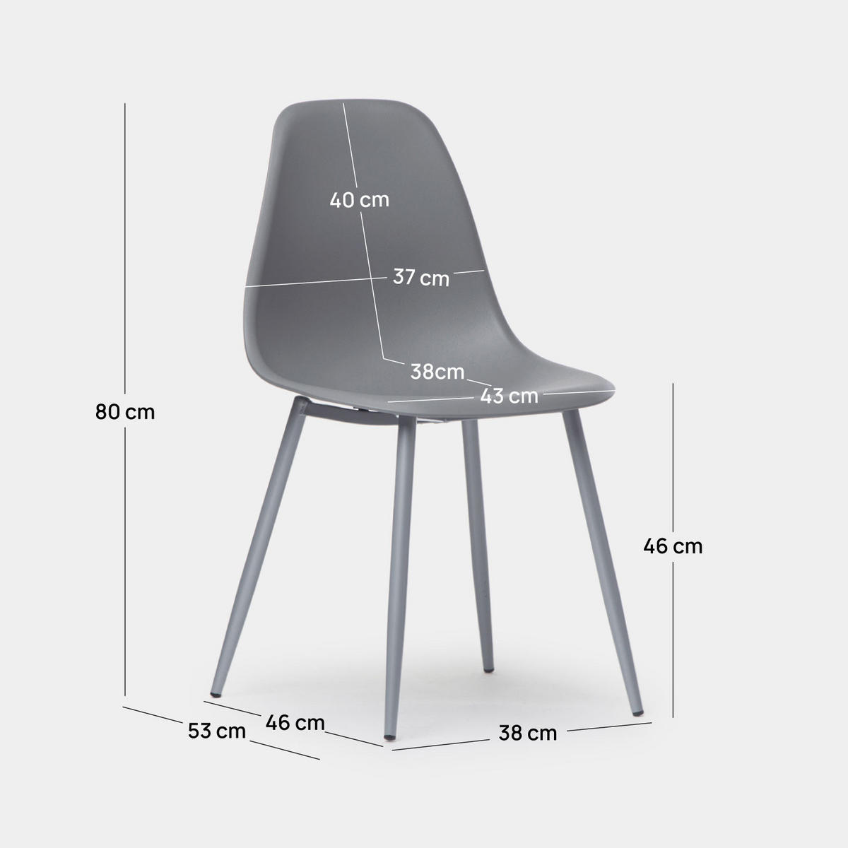 GARTENSTUHL Nina Grau 45 cm x 80 cm 6er-Set - Grau, Kunststoff (45/80/53cm) - Klast Home
