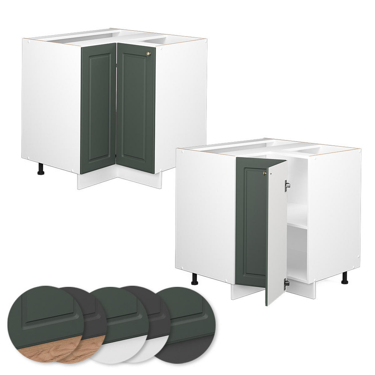 ECKUNTERSCHRANK Fame-Line Grün-Gold Landhaus 80.5 cm ohne AP - Weiß/Grün, Holzwerkstoff (80.5/82/51.6cm) - Vicco