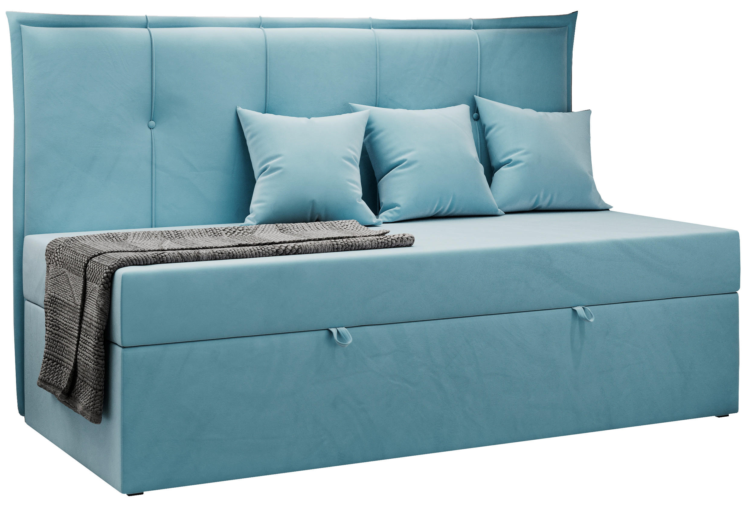 BOXBETT BANCO 90/200 Blau Velvet - H3 - Blau, Holz/Textil (90/200cm) - MKS