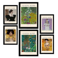 POSTER Set Mit 6 Klimt Blatt 2 Malergalerie A3 & A4 Schwarzer Rahmen - Schwarz, Papier (29/3cm) - Nacnic