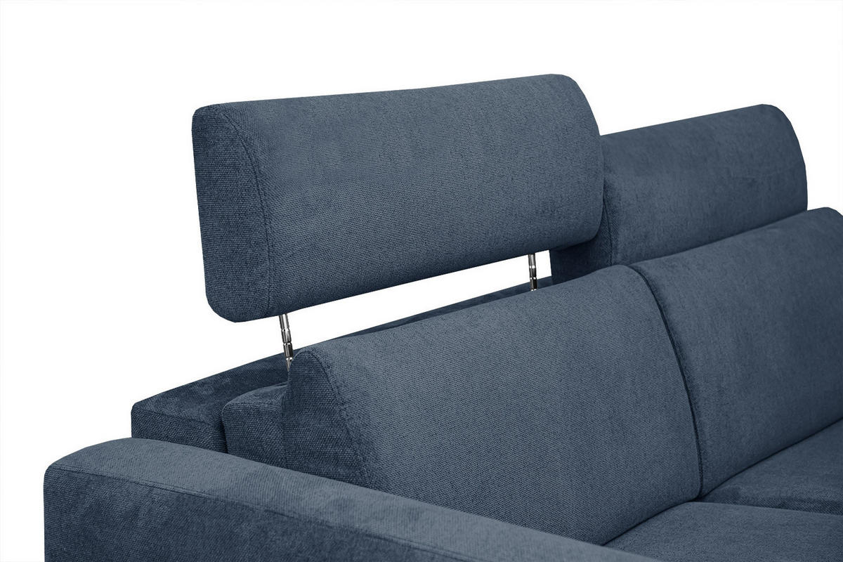 SOFA MEZO 3-Sitzer mit Schlaffunktion, dunkelblau - Schwarz/Dunkelblau, Holz/Textil (232/90/107cm) - Courtois Laville