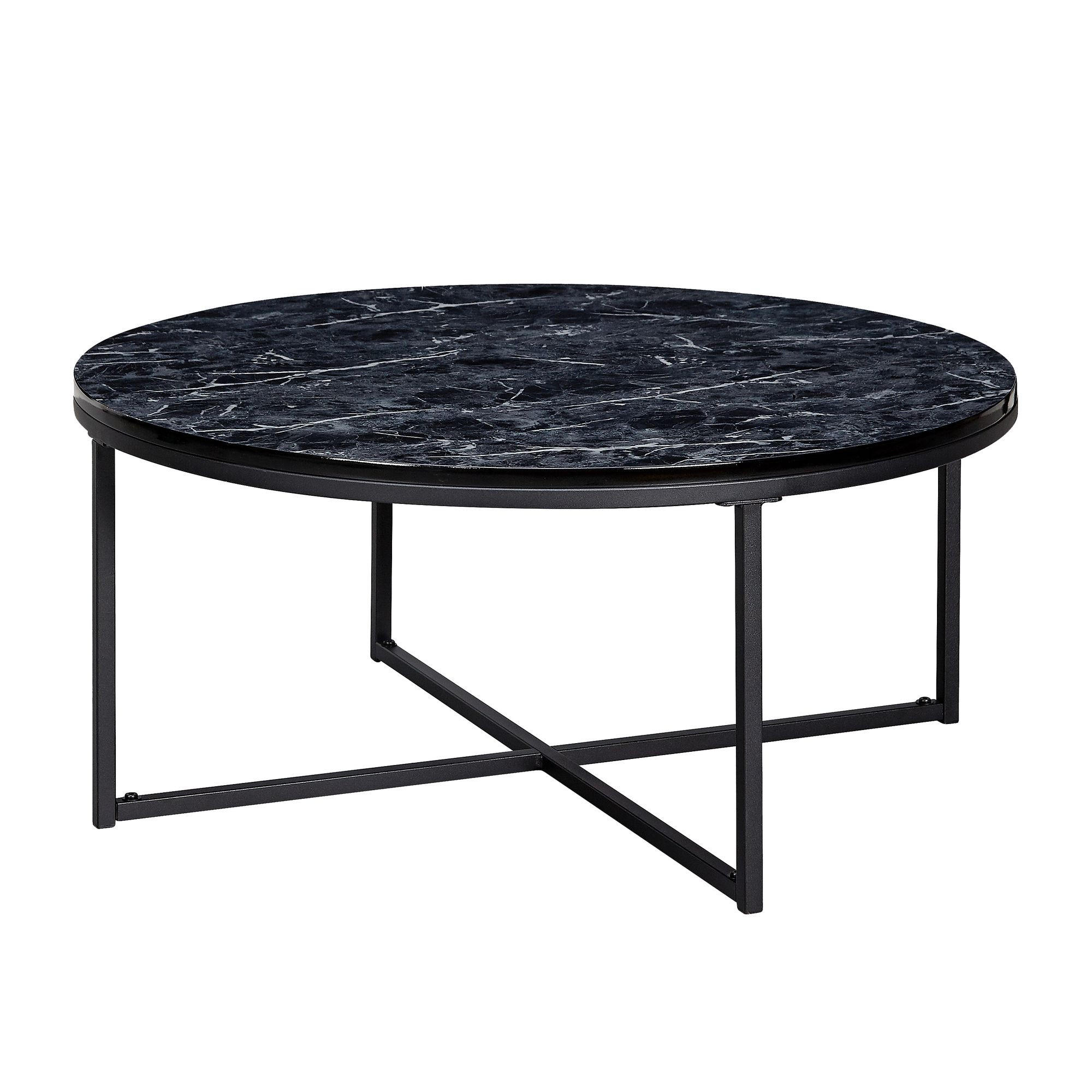 tinkaro Couchtisch Schwarz 80x36x80 cm