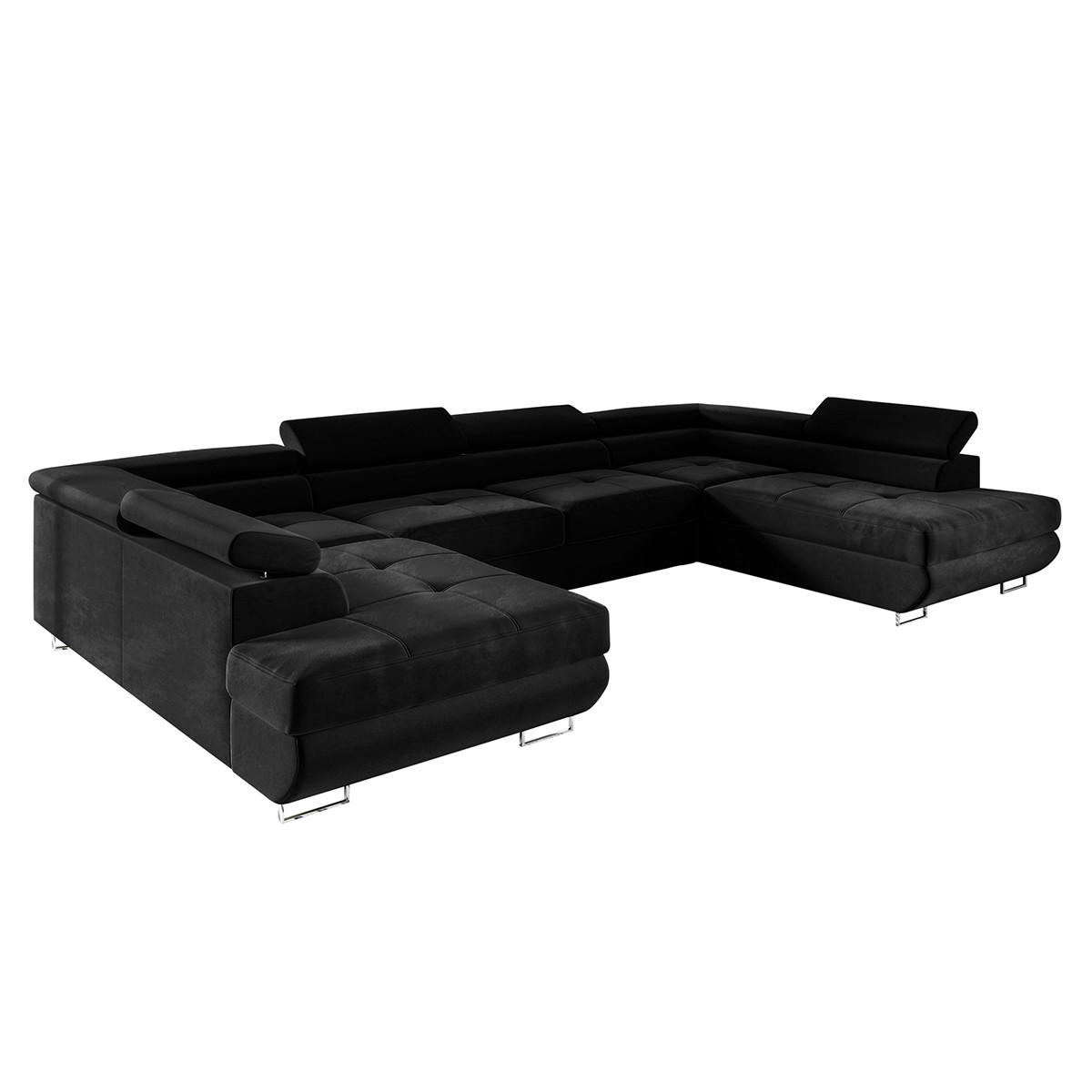 PANORAMASOFA Wilson 5 Sitzplätze Schwarz - Schwarz, Holzwerkstoff (335/72/201cm) - Petits-meubles