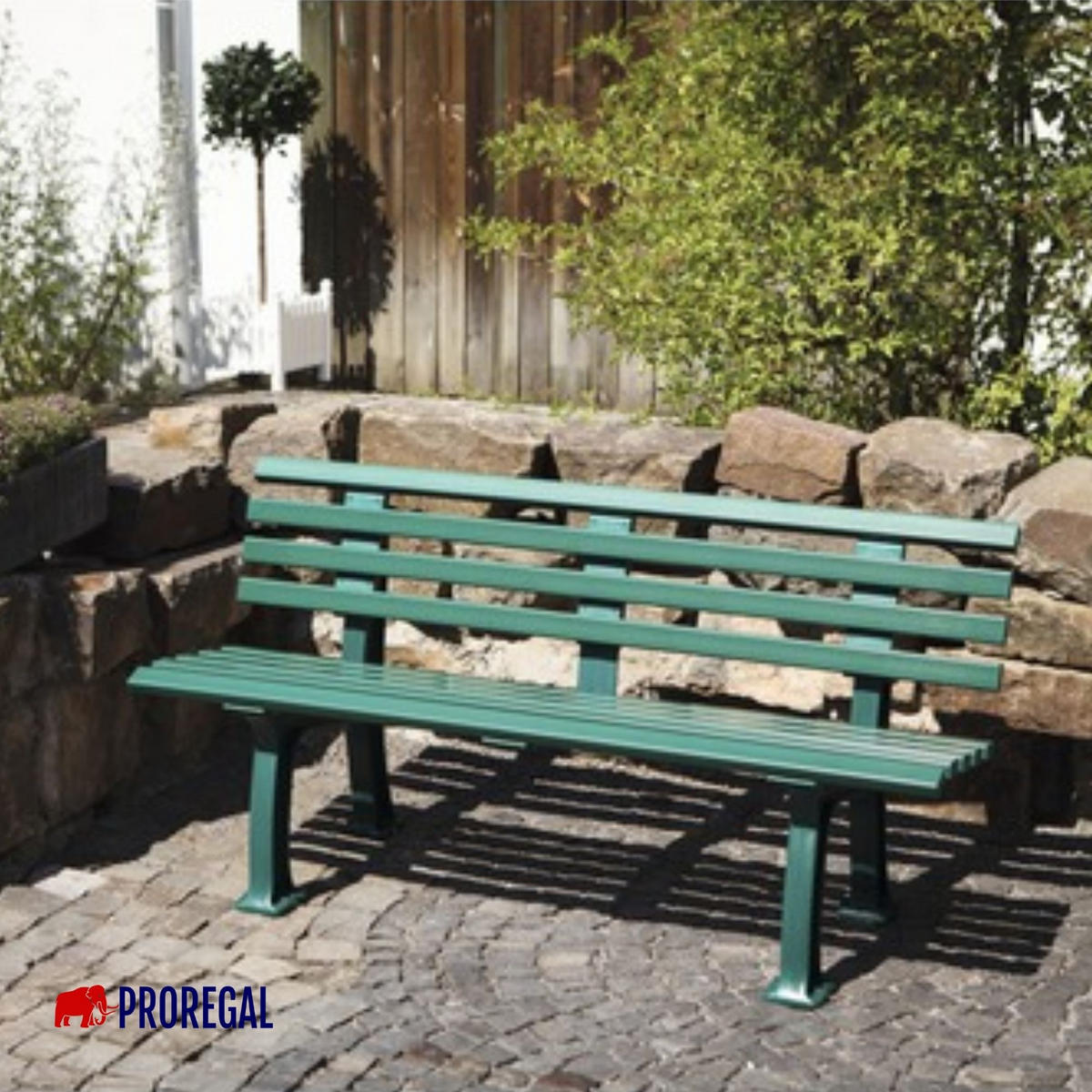 GARTENBANK Antigua 3 Sitzer Grün 74 x 150 x 54 cm Witterungskunststoff & UV Beständiger Kunststoff - Grün, Kunststoff (150/74/54cm) - PROREGAL
