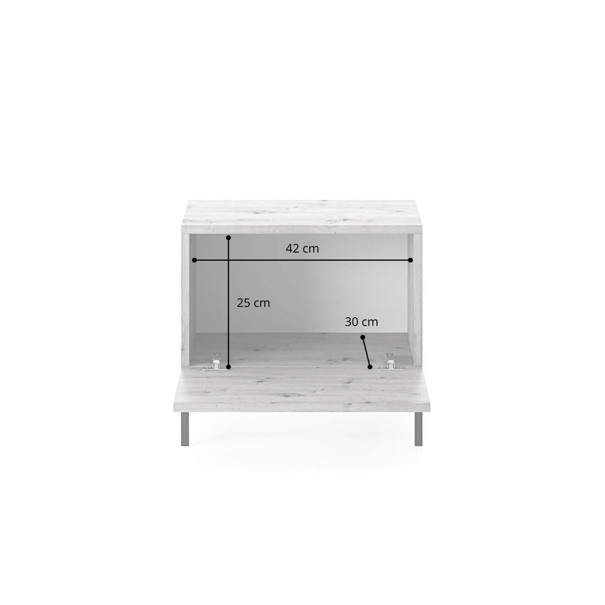 NACHTTISCH Lammelo Greige mit goldenen Beinen 46 cm - Taupe/Goldfarben, Holzwerkstoff/Metall (46/44/32cm) - Selsey