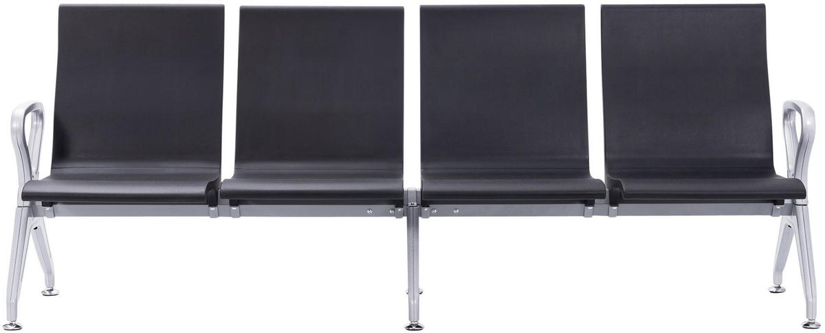 WARTEBANK Erik 4-Sitzer 228x59x89cm Kunststoff Schwarz Sitzbank - Schwarz, Kunststoff (228/89/59cm) - DELUKE