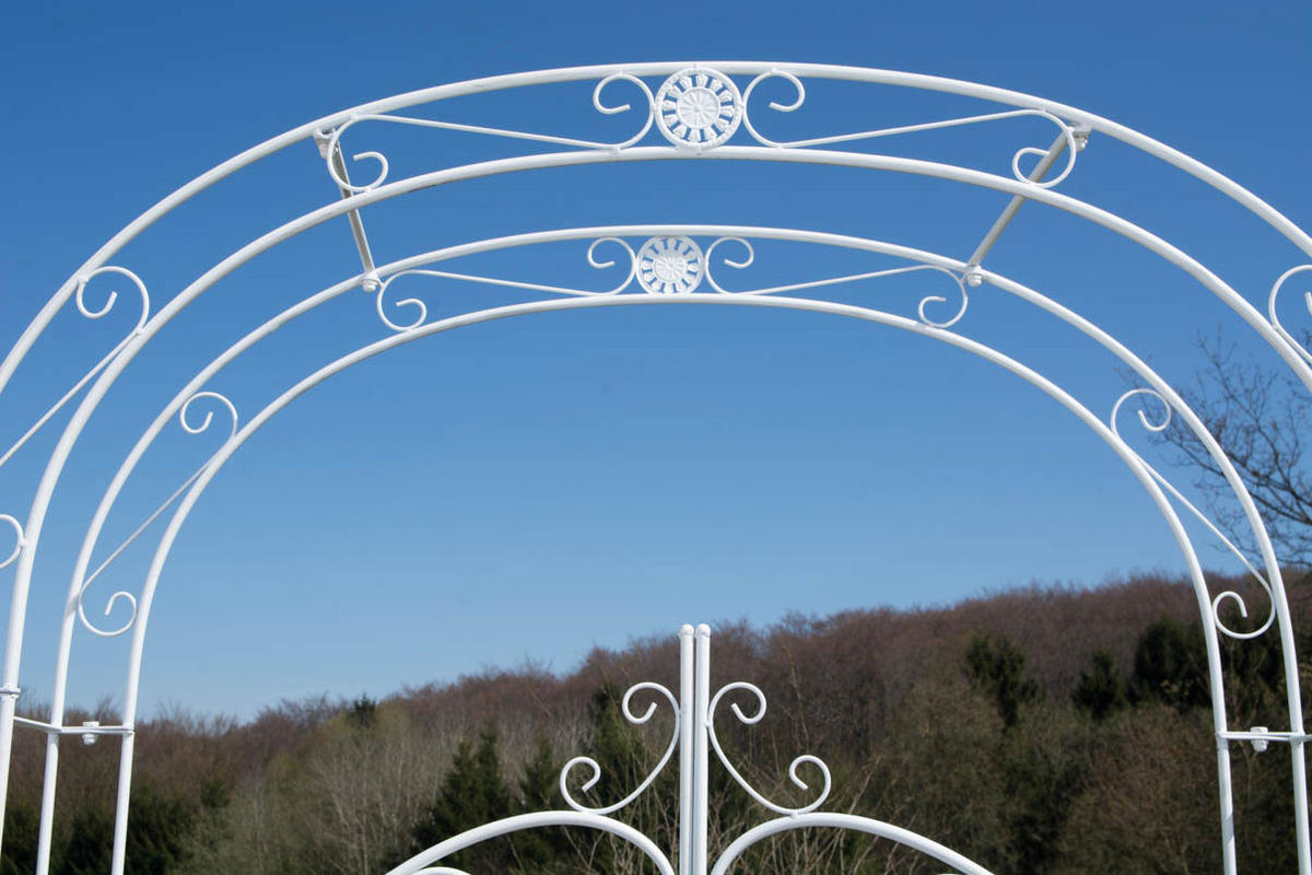 ROSENBOGEN Minden Tor 120x40x220cm Metall Weiß Rankhilfe - Weiß, Metall (120/220/40cm) - DELUKE