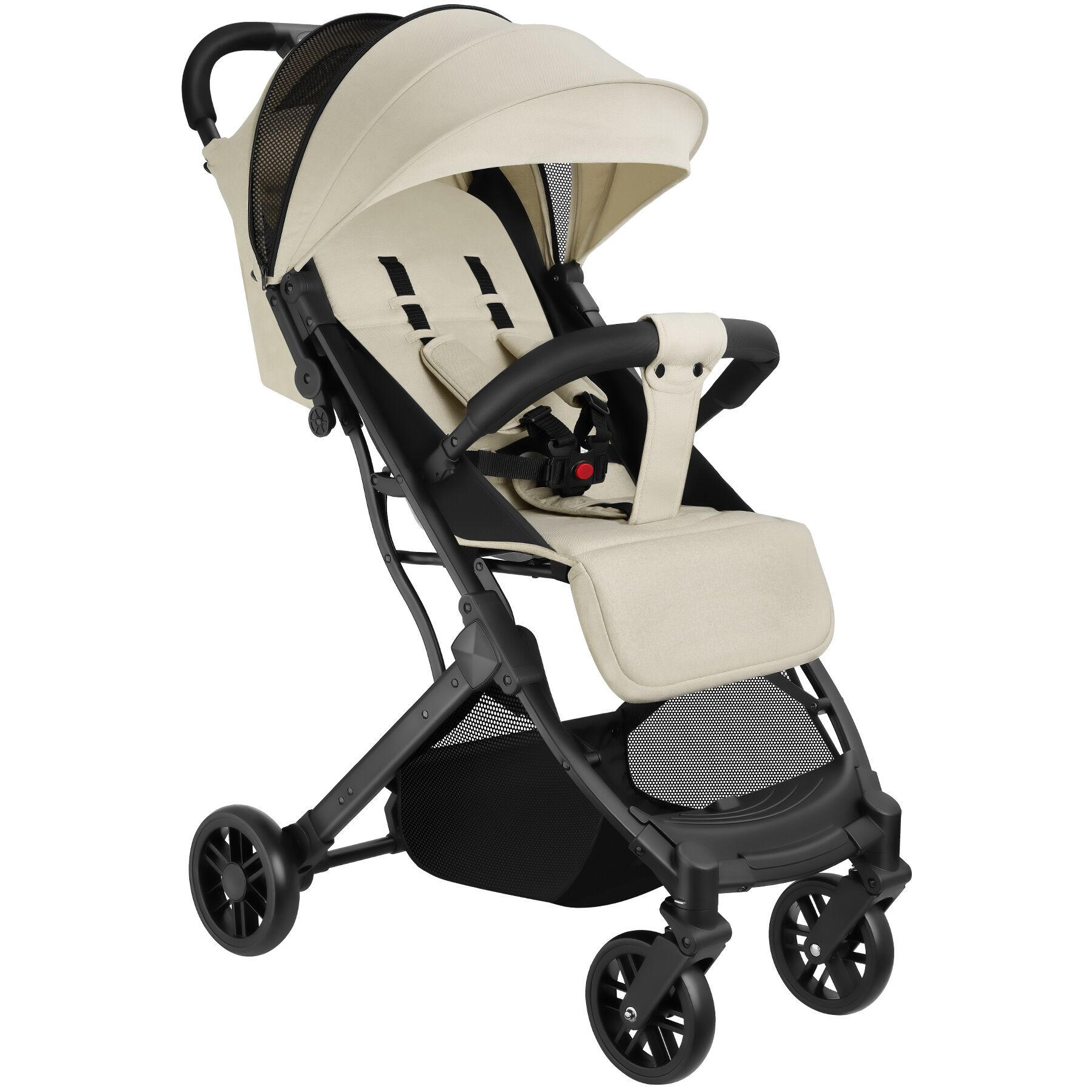 BUGGY-KINDERWAGEN Finn,für 0 bis 36 Monate geeignet, Belastbarkeit 15 kg,grau/beige - Beige/Grau, Textil (95/51/105cm) - tectake
