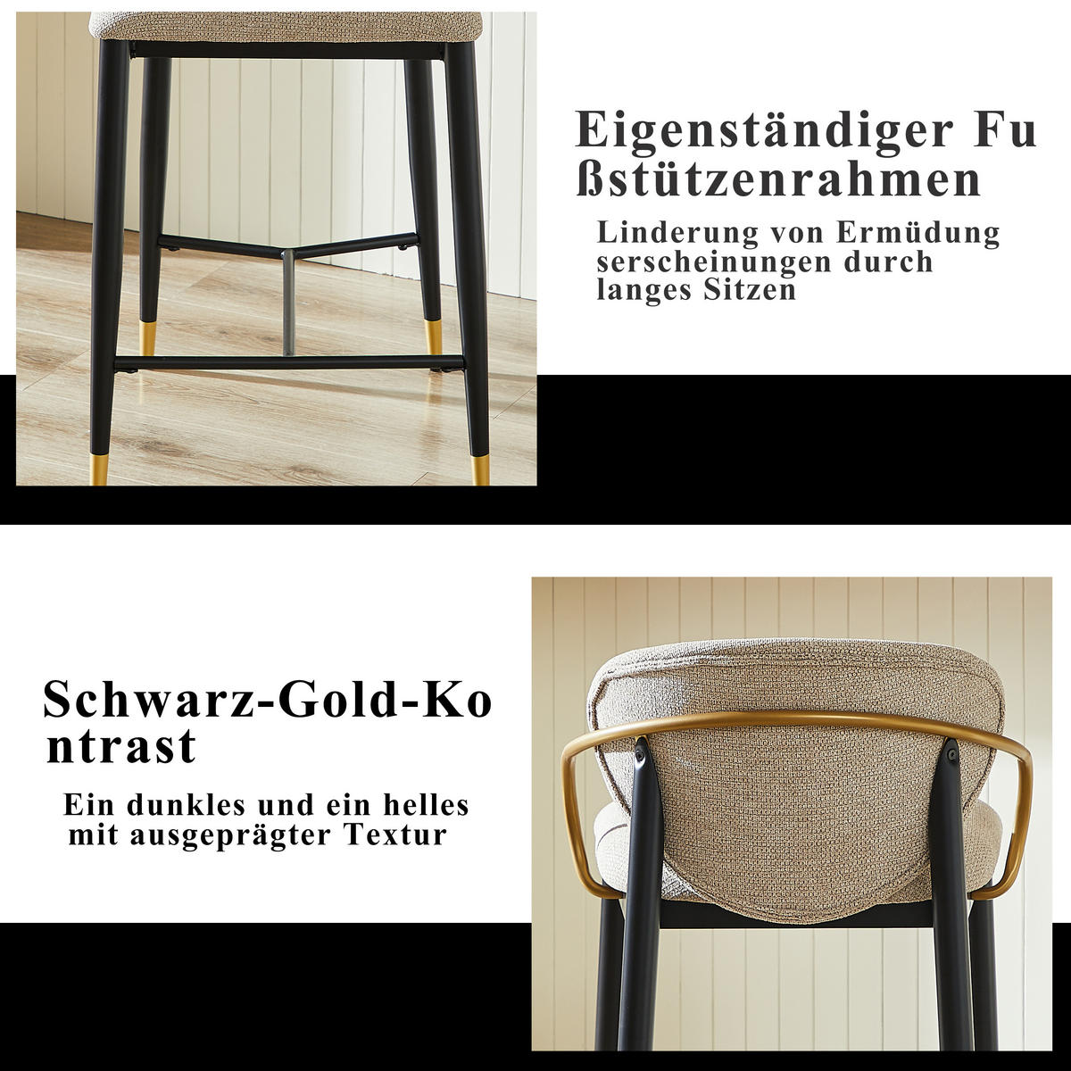 BARHOCKER DE-36397 2er-Set höhenverstellbar Hellbraun - Hellbraun, Metall (57/87/52cm) - ComfortXL