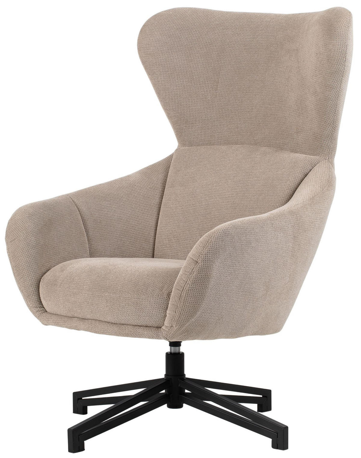 OHRENSESSEL Marconia - drehbar - beige - Beige/Schwarz, Textil/Metall (74/109/80cm) - bene living