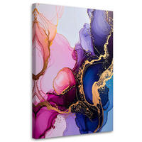 WANDBILD, Abstraktion in Rosa und Lila mit goldenen Adern - Multicolor, Textil (80/120cm) - Feeby