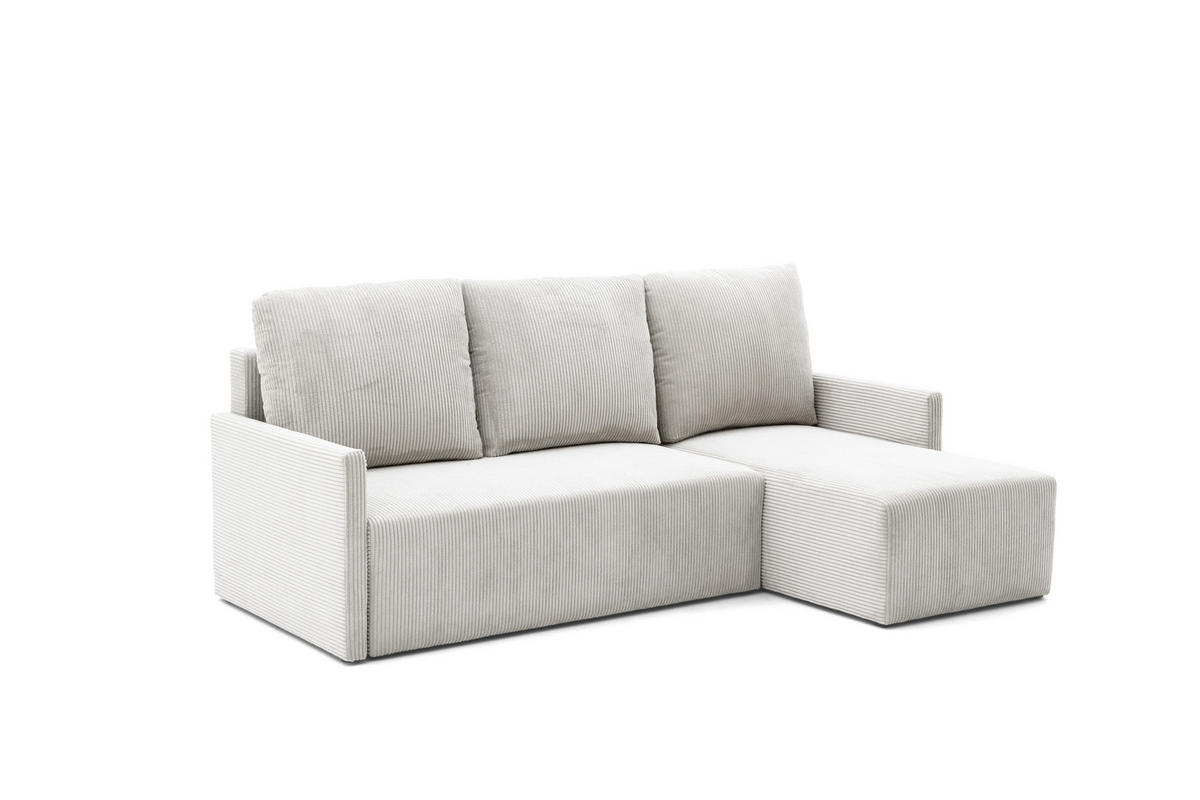 ECKSOFA GARDA L Links mit Schlaffunktion 132x198 Cord Creme - Creme/Schwarz, Holz/Kunststoff (209/145cm) - NACANAPA