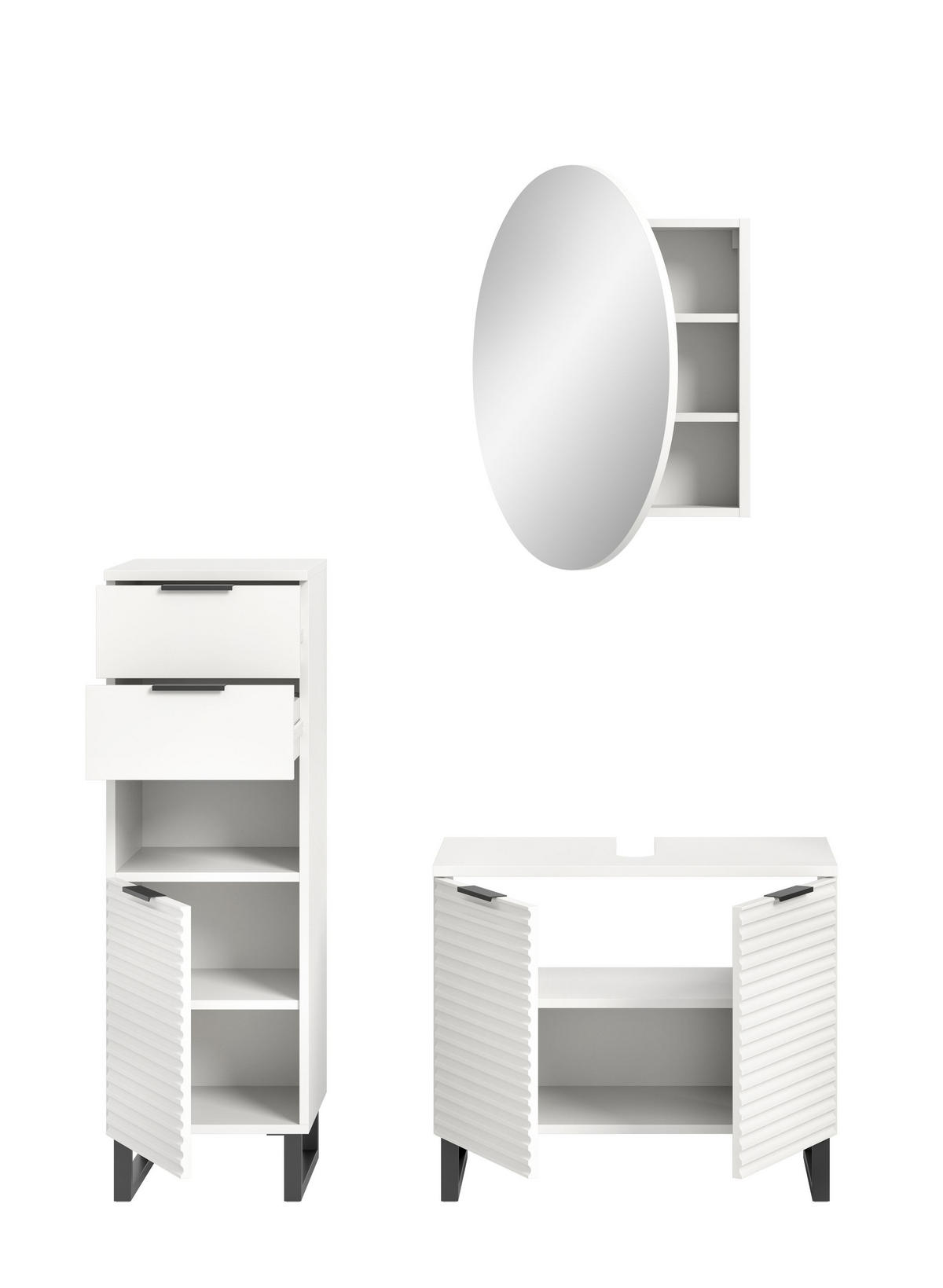 BADKOMBINATION Bad Set Riff (B/H/T: 120x193x34 cm) Weiß 3tlg. - Weiß, Holzwerkstoff (120/193/34cm)