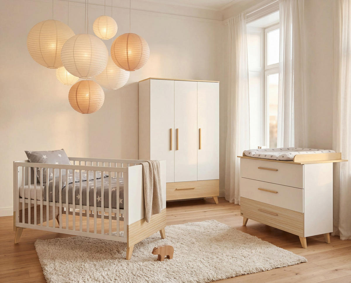 KINDERKLEIDERSCHRANK Theo - Eichefarben/Weiß, Holz/Holzwerkstoff (118/190/52cm) - Roba