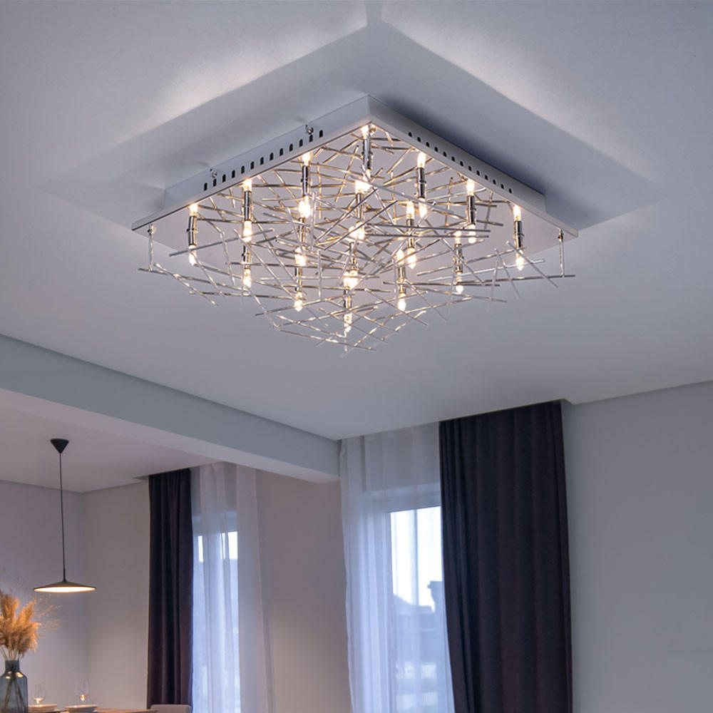 LED DECKENLEUCHTE Chrom Silber Stäbe Design - Silberfarben, Metall (37/37/11cm)