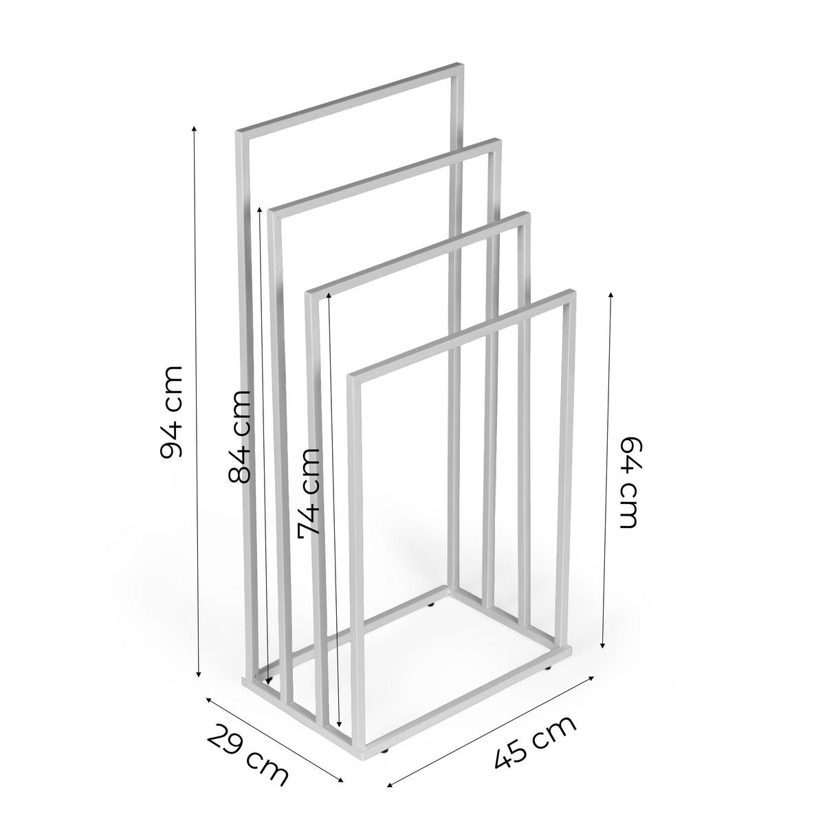 HANDTUCHSTÄNDER freistehend mit 4 Stangen - Weiß, Metall (45/94/29cm) - Mat-Haus